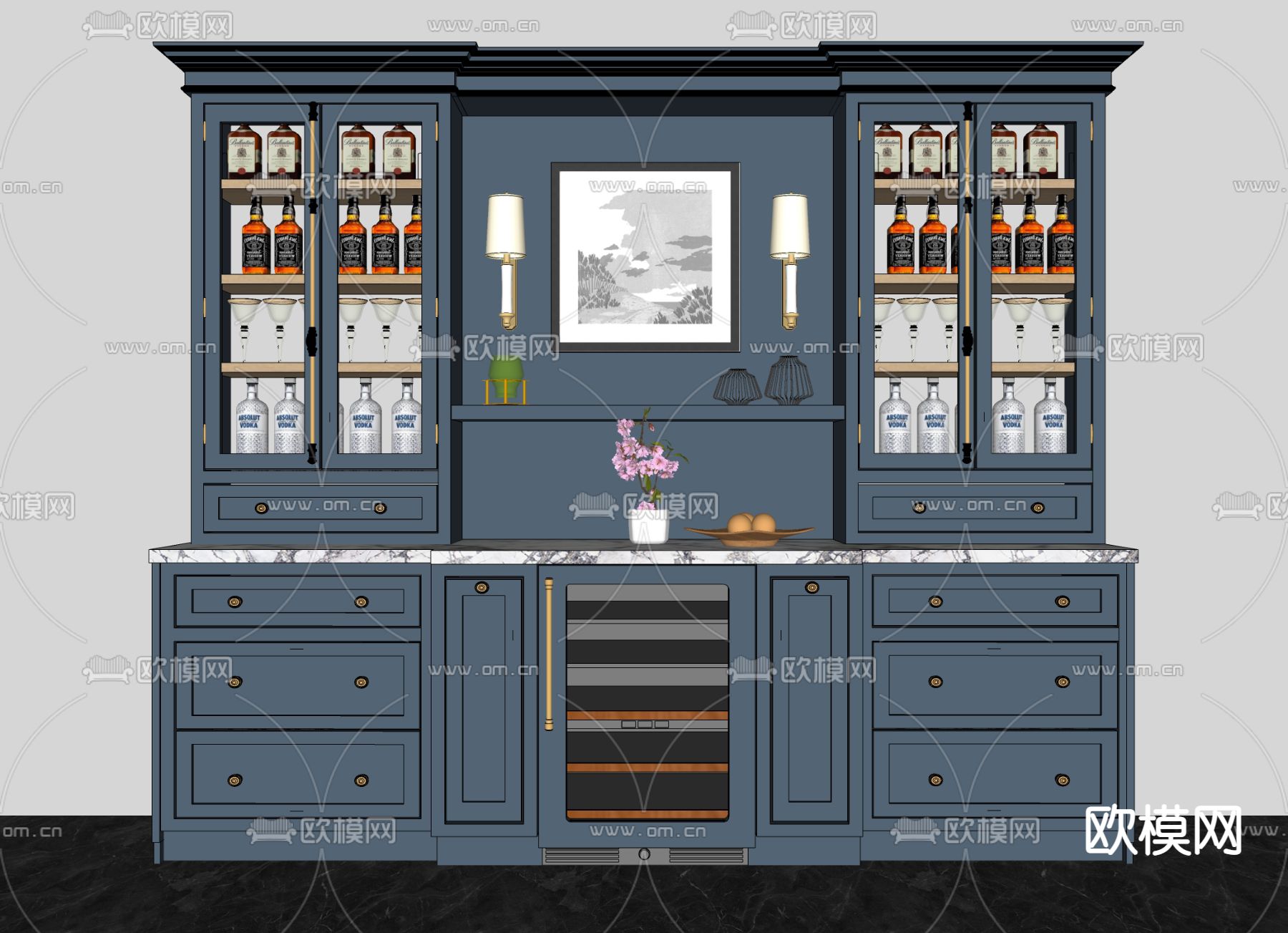 北欧酒柜su模型下载（渲染图2）