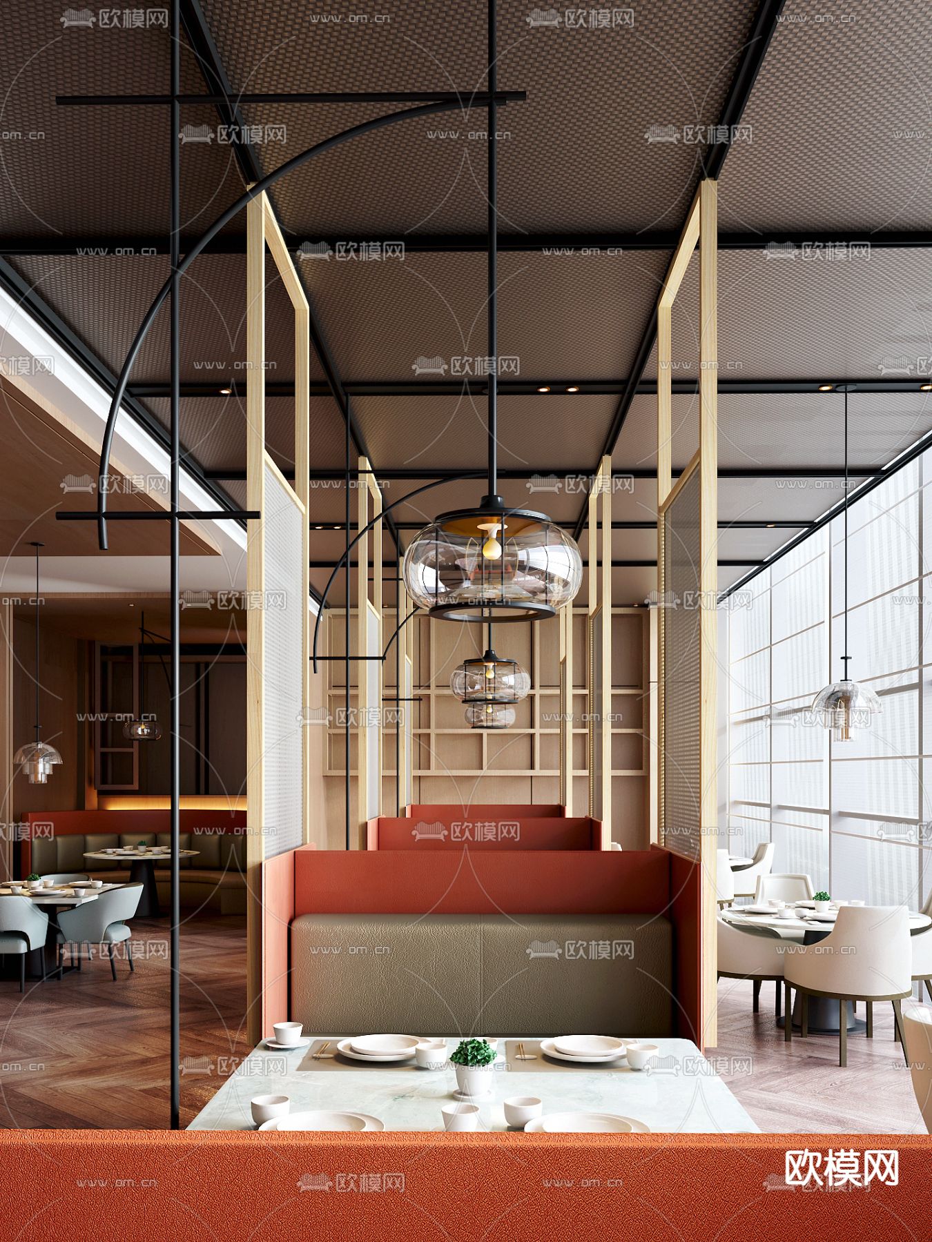 PLD刘波设计 现代西餐厅3d模型下载（渲染图1）