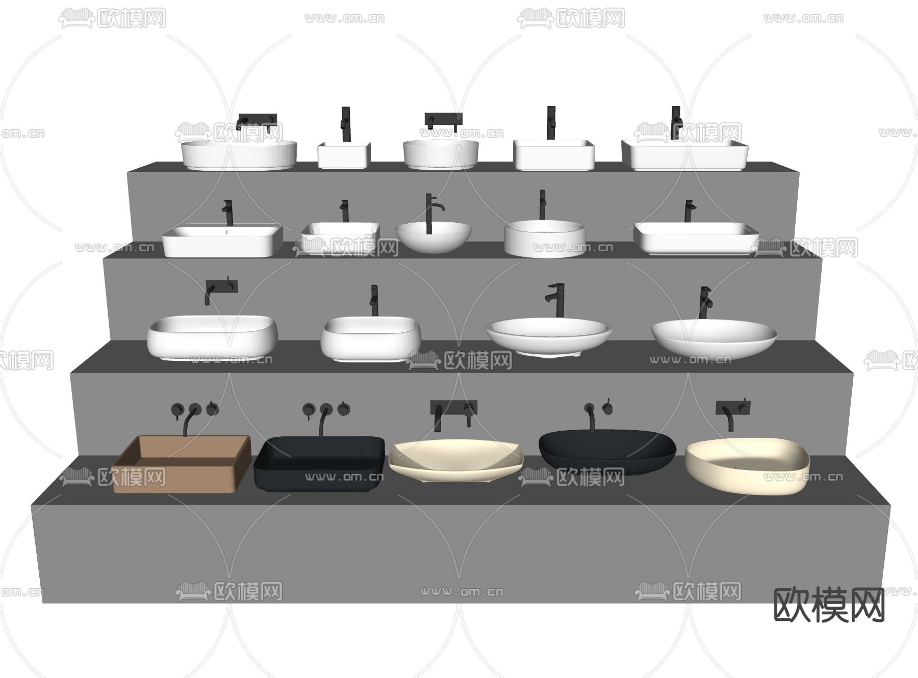 现代洗手盆 台盆su模型下载