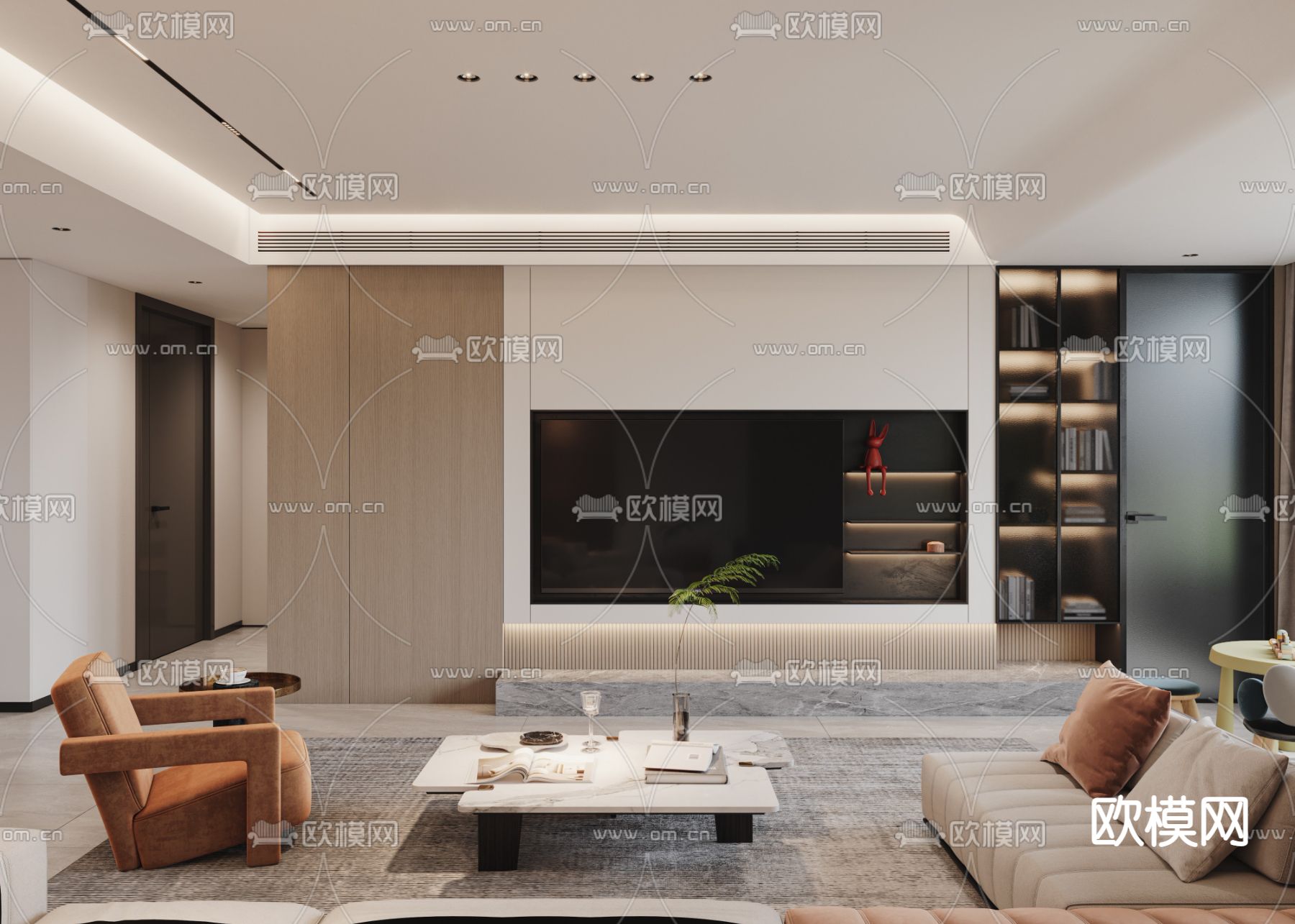 现代客餐厅3d模型下载（渲染图5）