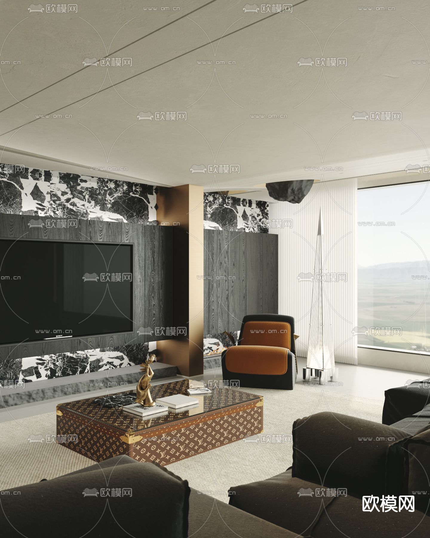 暗黑风客餐厅3d模型下载（渲染图3）