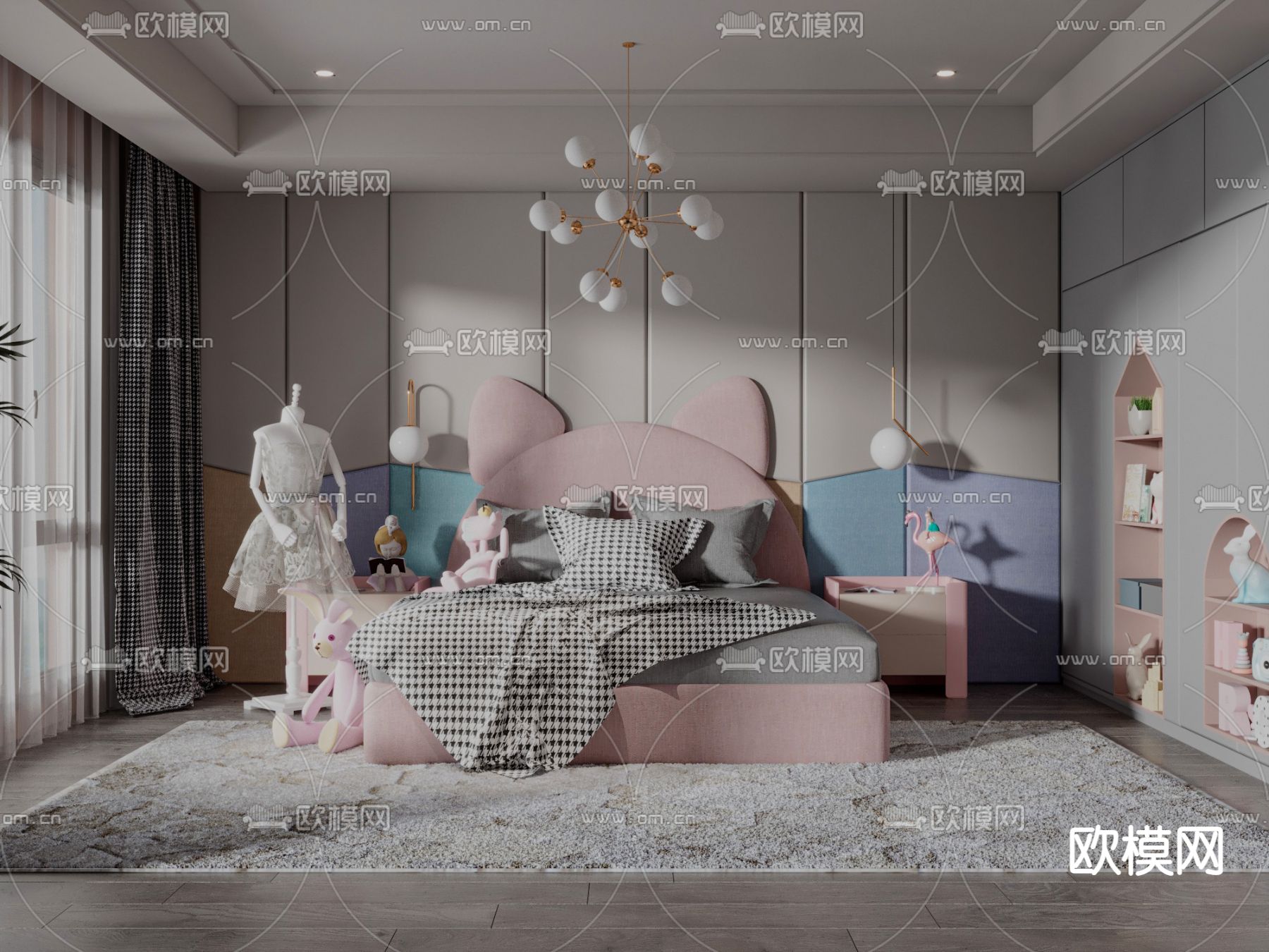 现代儿童房3d模型下载