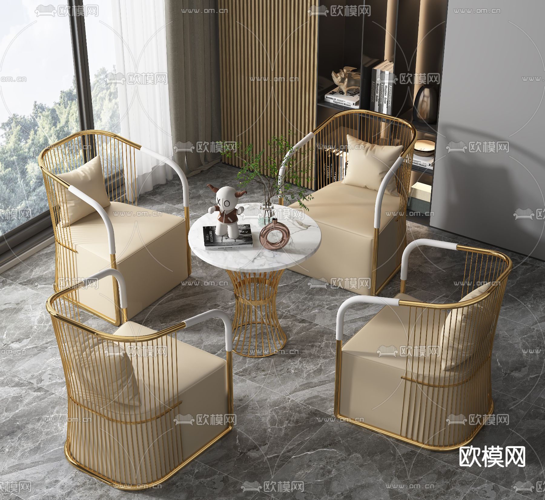 轻奢休闲桌椅 洽谈桌3d模型下载