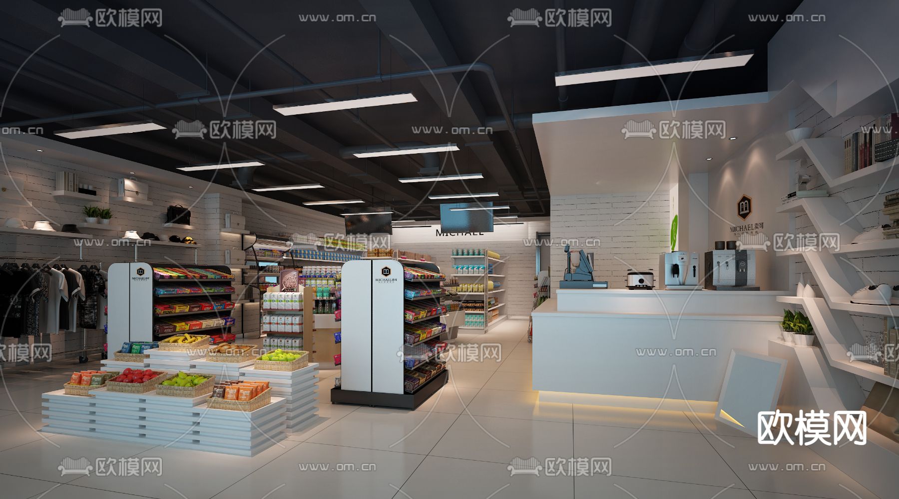 现代便利店3d模型下载
