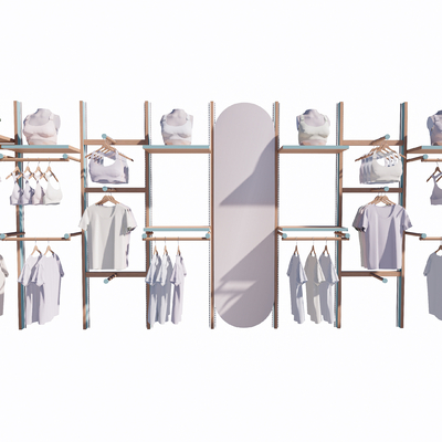  服装店衣架 衣服模特su模型 
