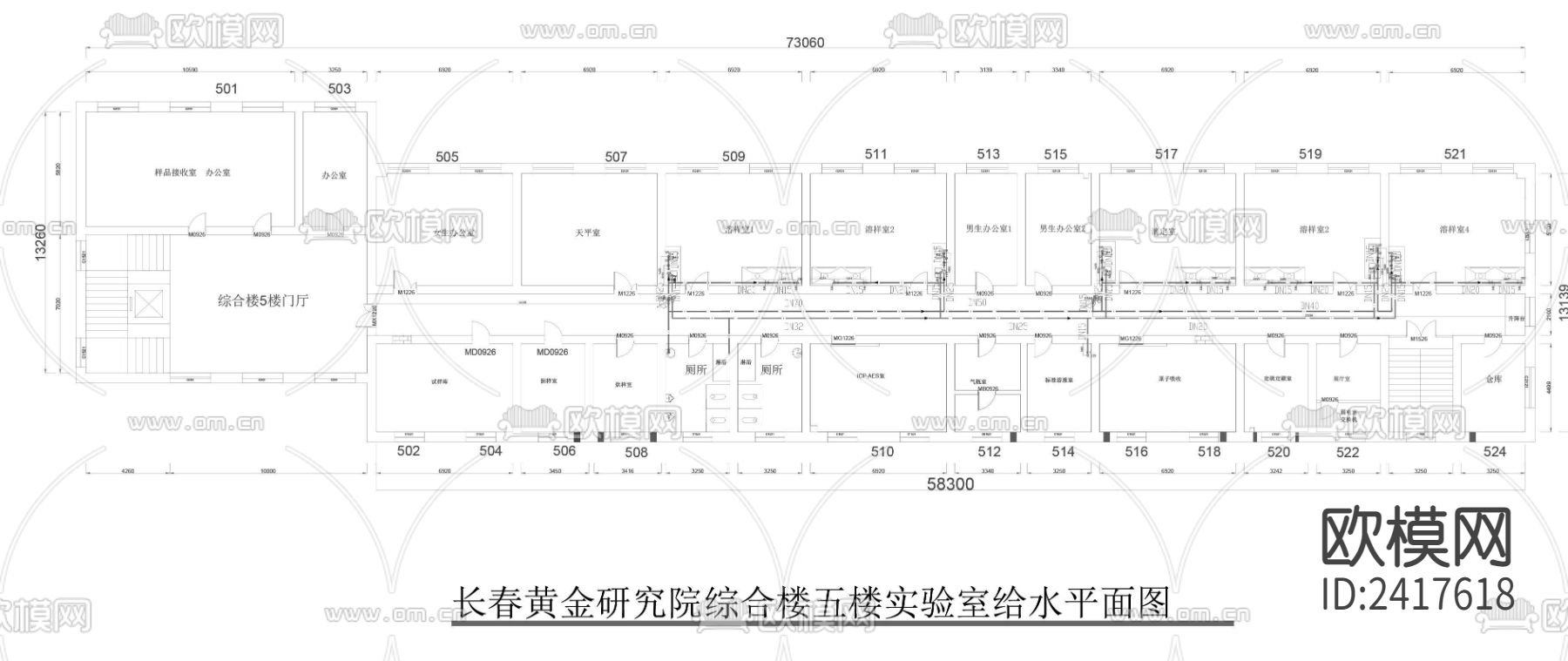 黄金研究院给排水设计cad施工图下载（渲染图1）