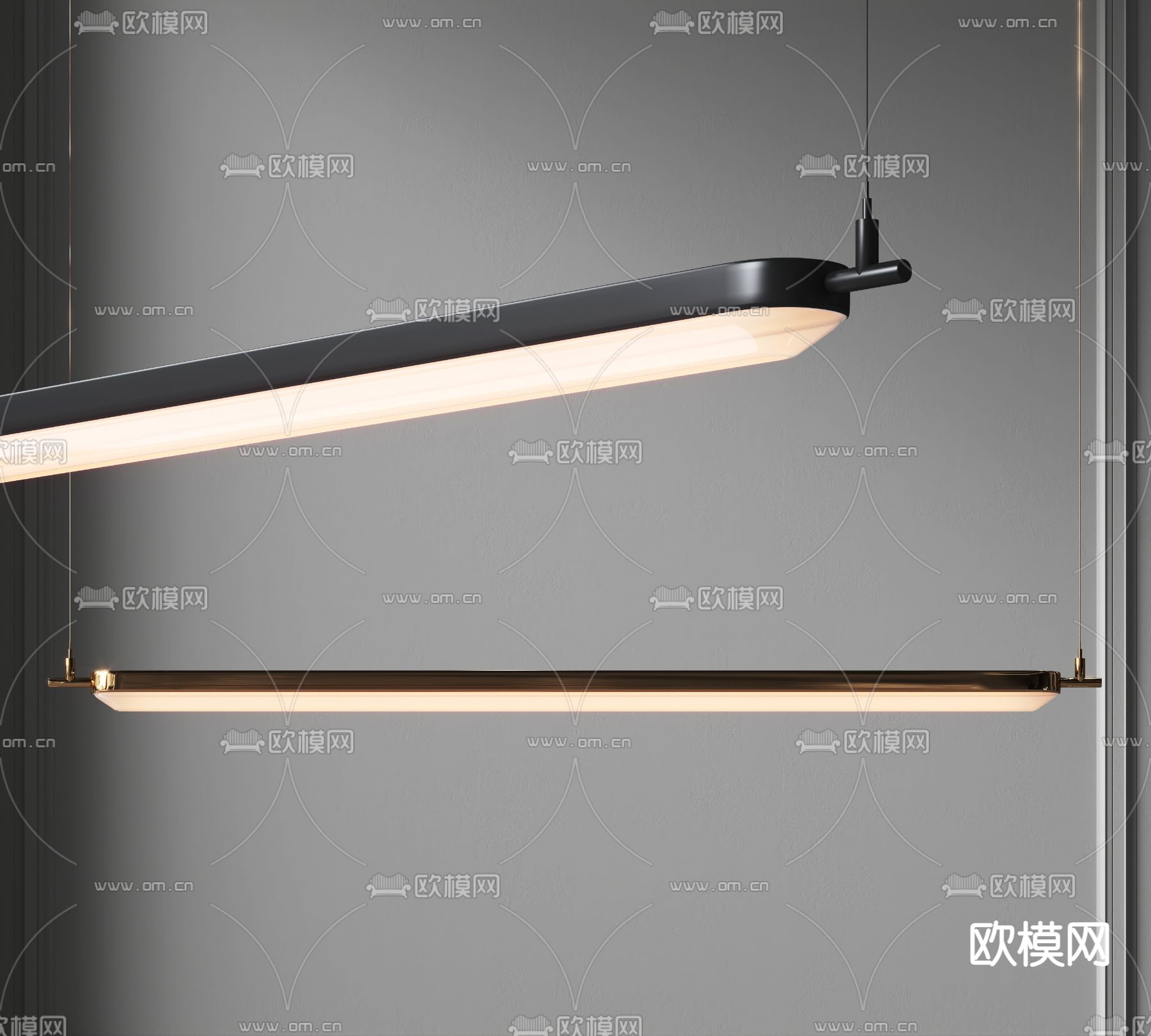 现代条形吊灯3d模型下载