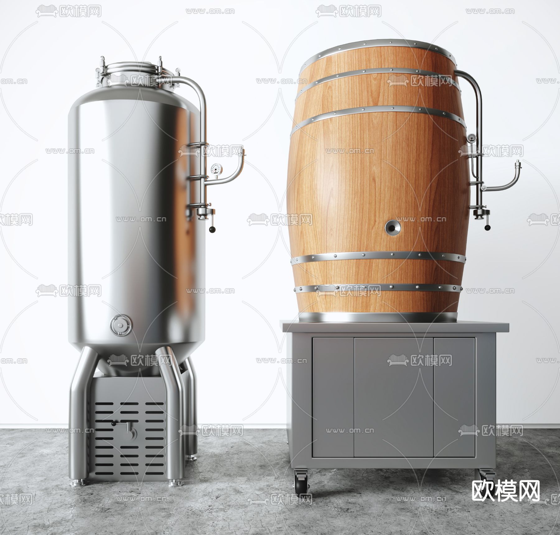 啤酒酿造机 红酒酿造器 酒桶su模型
