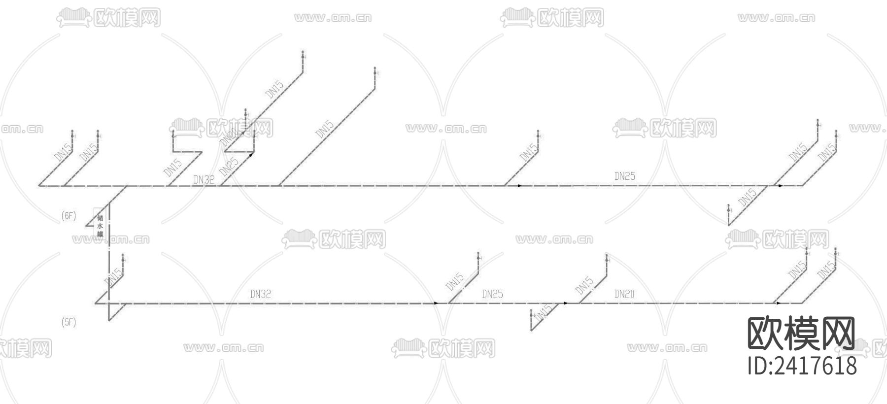 黄金研究院给排水设计cad施工图下载（渲染图5）