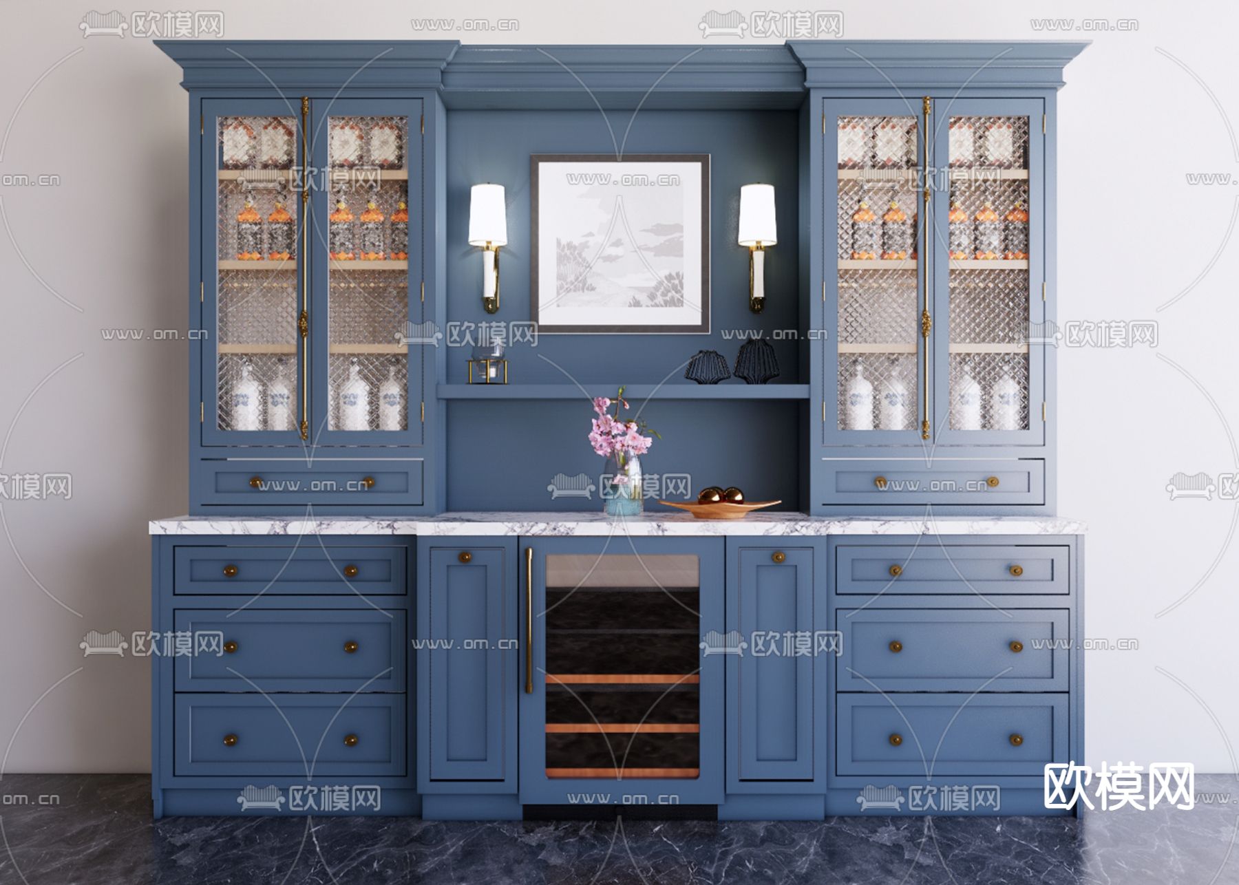 北欧酒柜su模型下载（渲染图1）