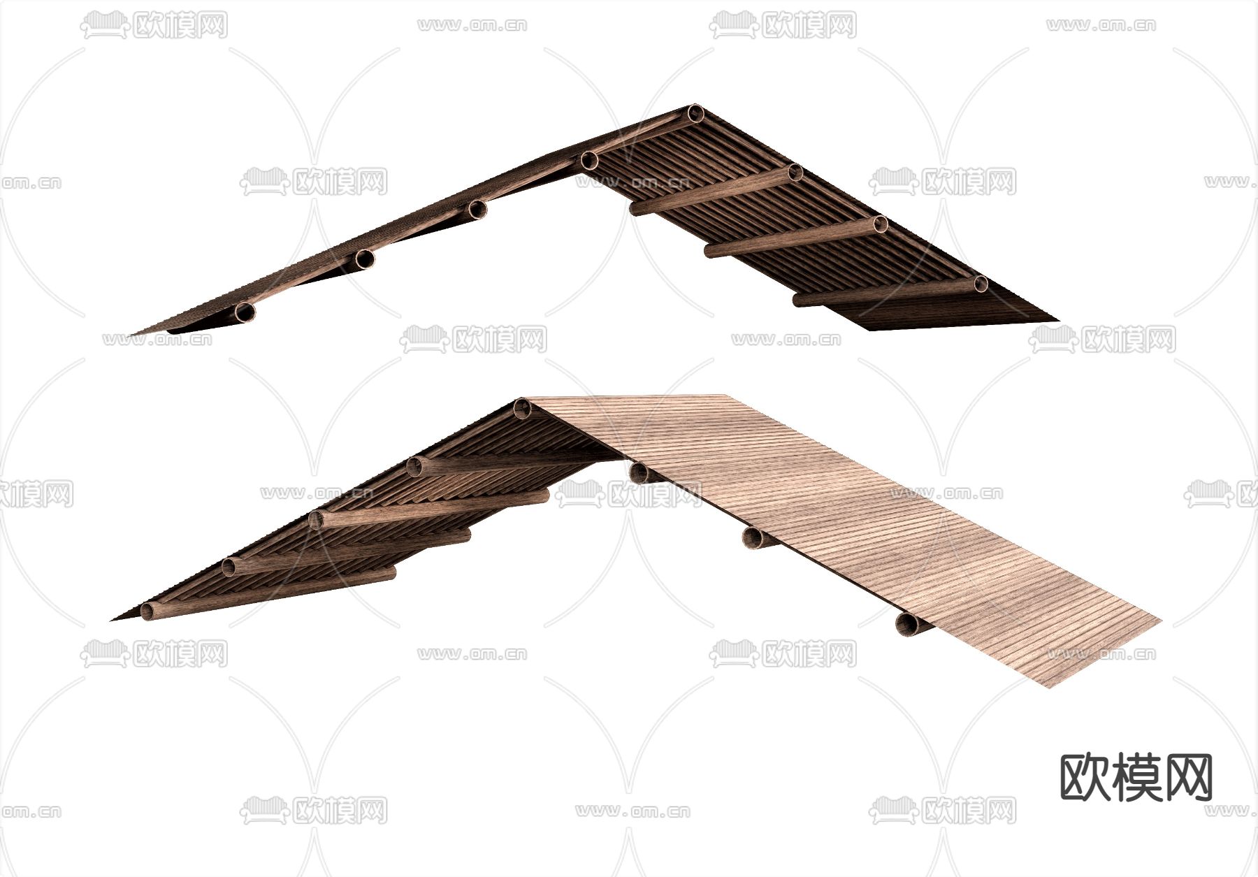 自然风木屋吊顶su模型下载（渲染图1）