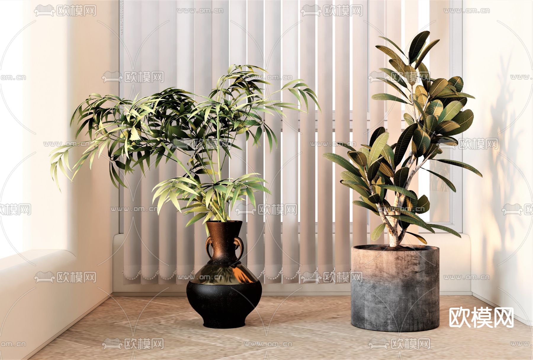 北欧盆栽 热带植物su模型下载（渲染图1）