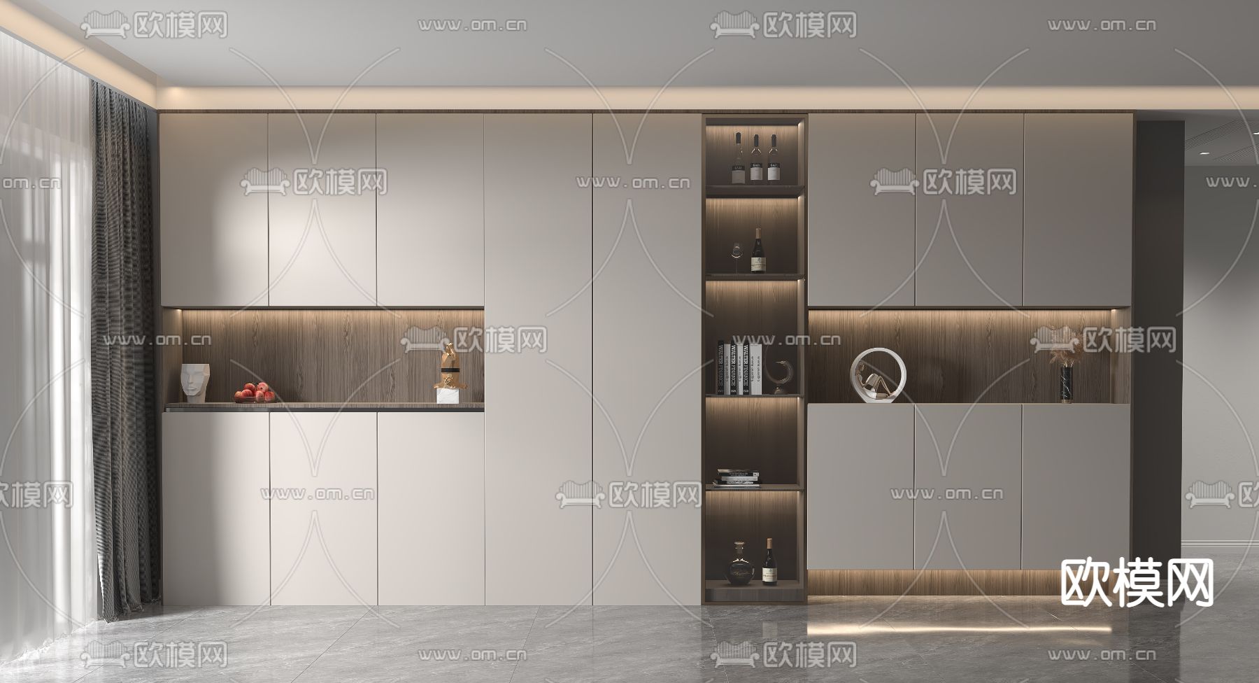轻奢酒柜3D模型下载
