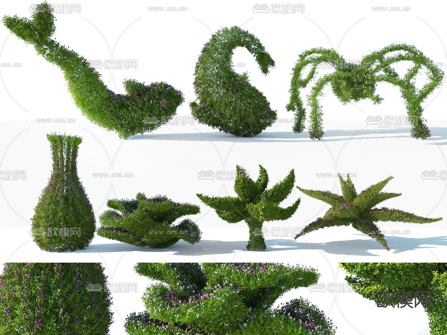 草雕 灌木 植物堆3d模型下载