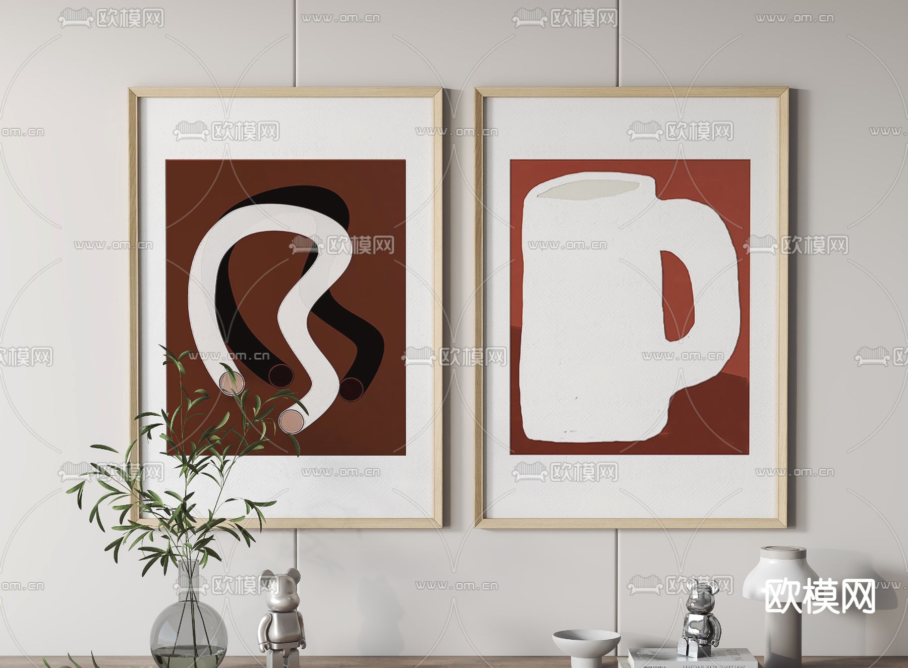 北欧装饰画su模型下载（渲染图1）