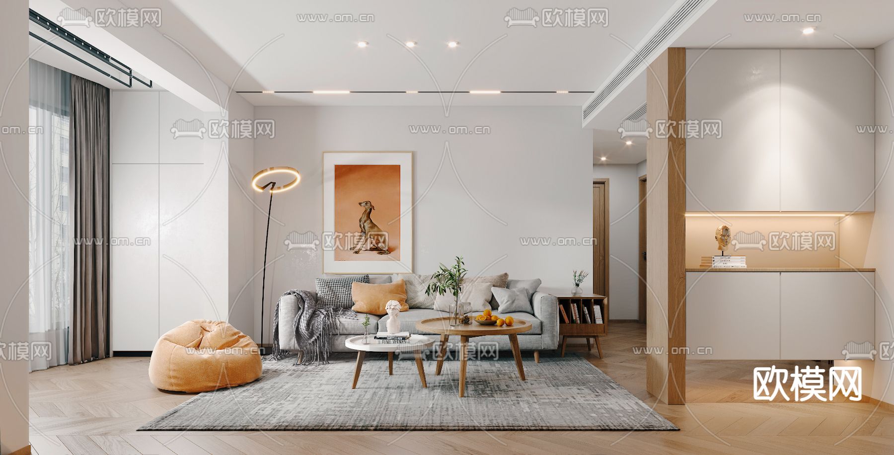 北欧客厅3d模型下载（渲染图1）