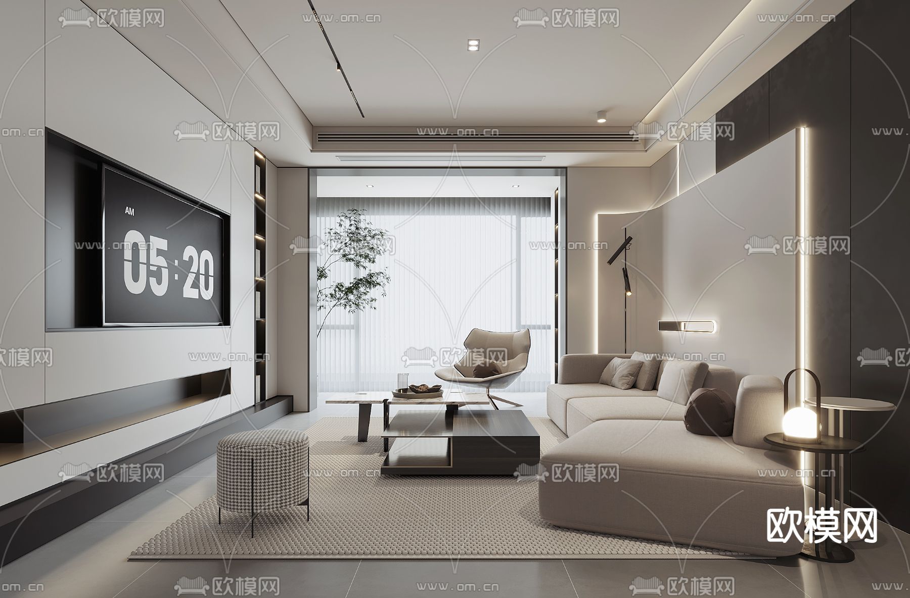 现代客厅su模型