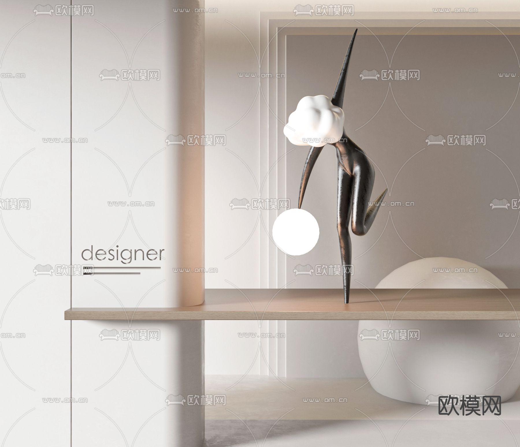 现代抽象雕塑 人物雕塑3d模型下载