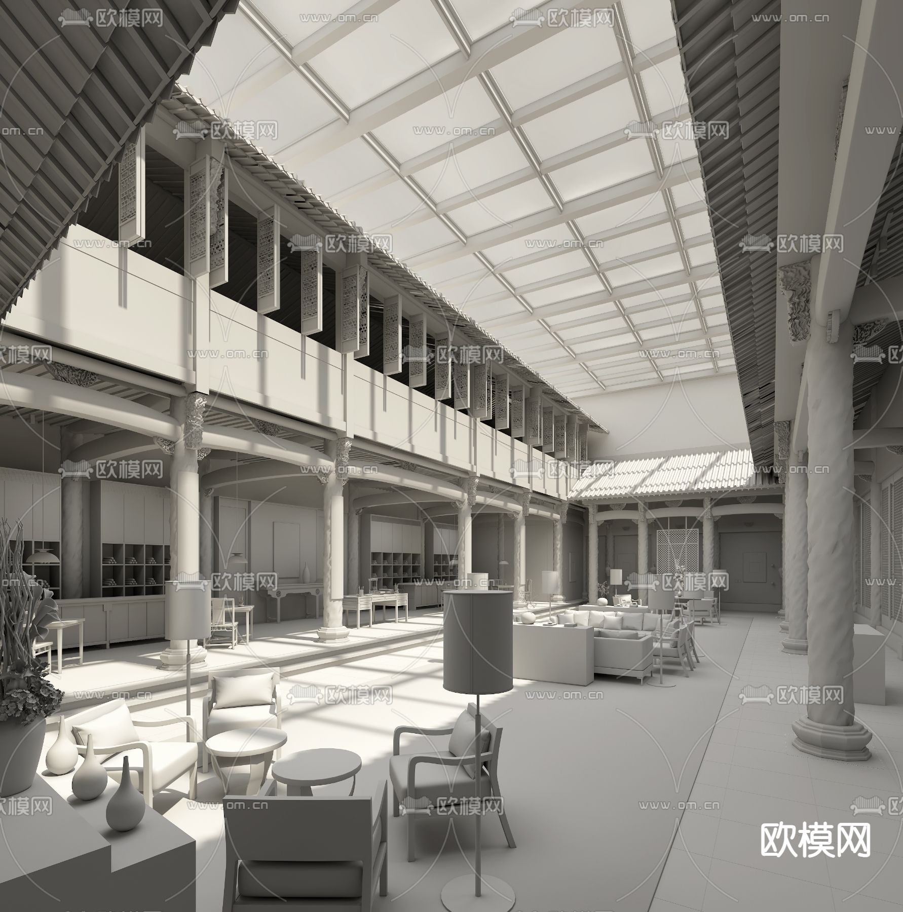 冯智君 安麗酒店中庭3d模型下载（渲染图2）