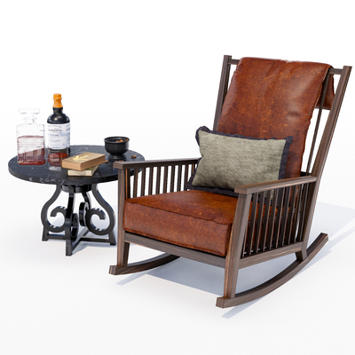  美式躺椅 摇椅su模型 