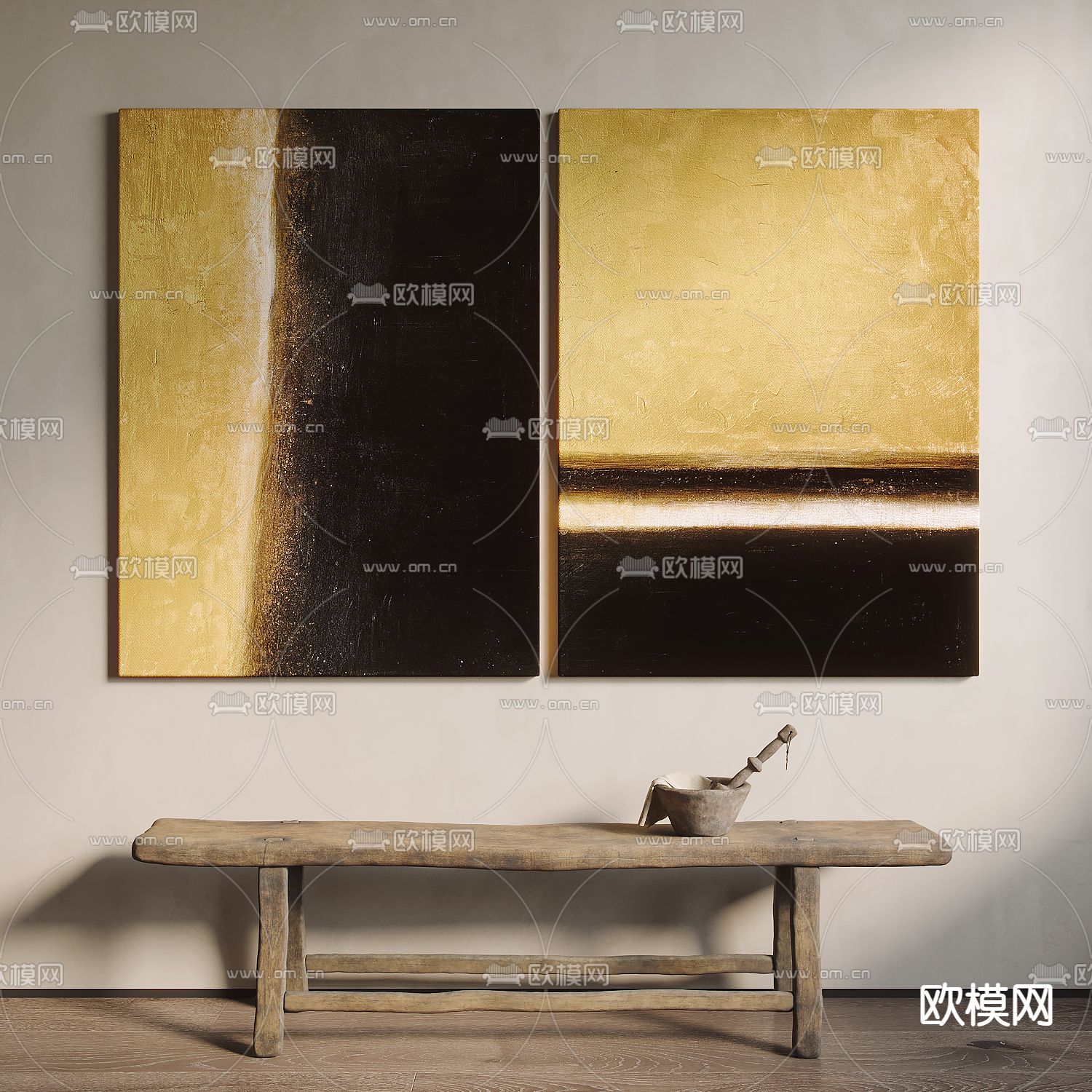 侘寂风装饰画 抽象画 挂画su模型