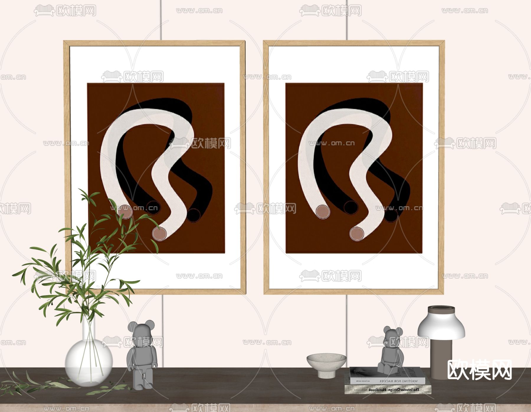 北欧装饰画su模型下载（渲染图2）