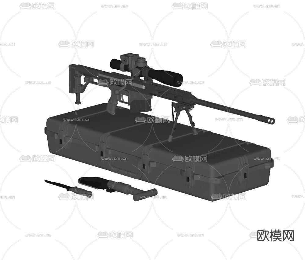 现代军事狙击枪su模型下载（渲染图2）