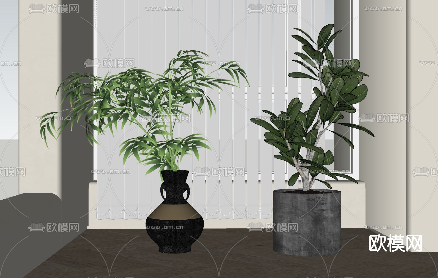 北欧盆栽 热带植物su模型下载（渲染图2）