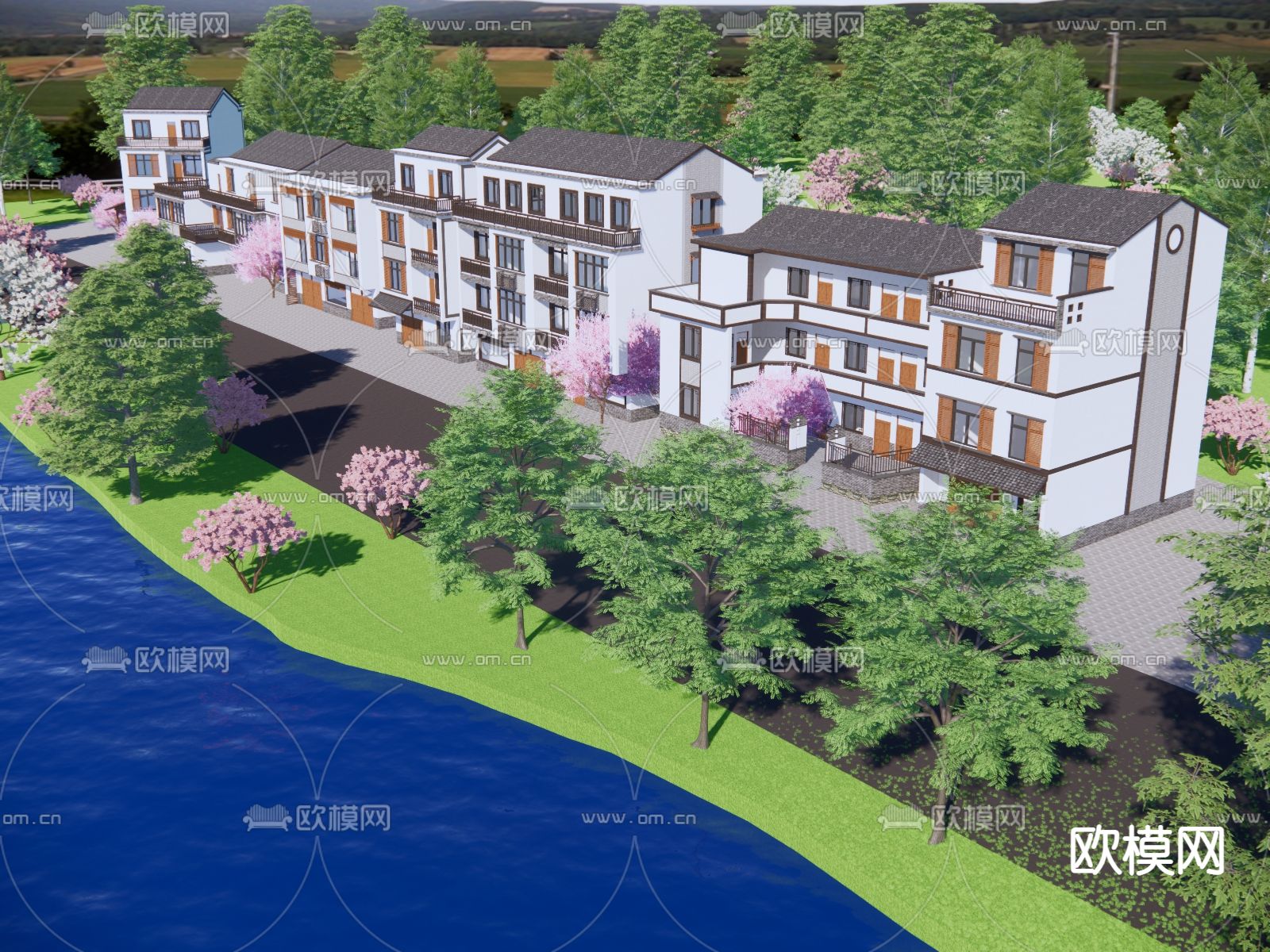 新中式民居自建房建筑外观su模型