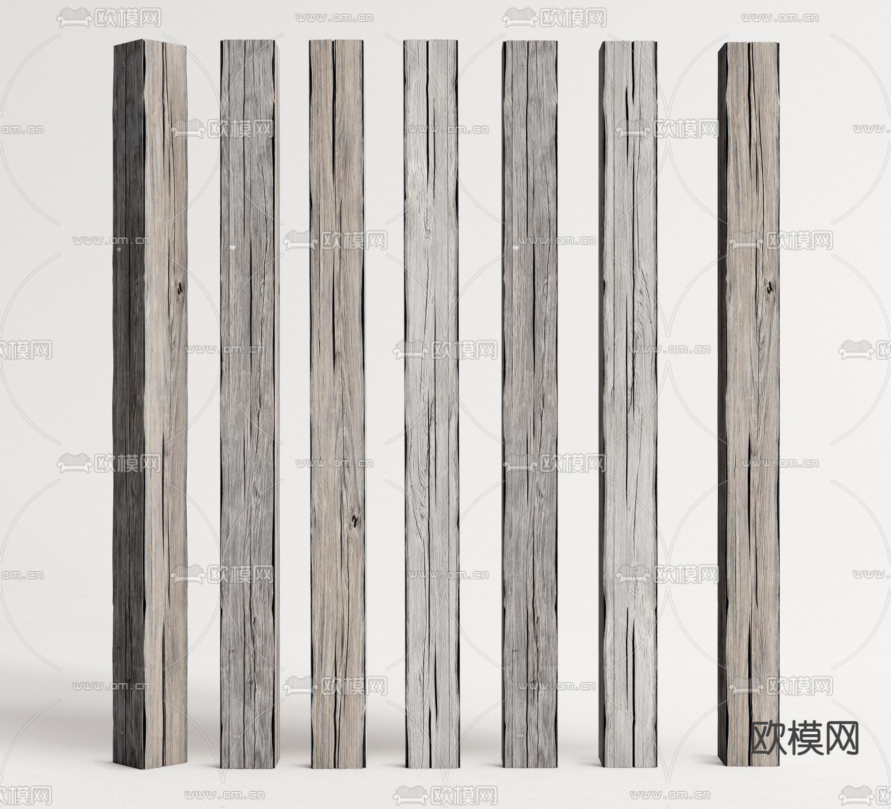 侘寂风木头柱子3d模型下载