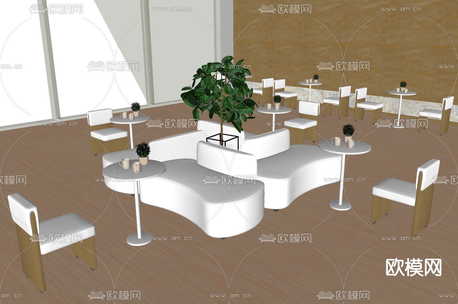 休息区卡座沙发组合su模型下载_ID12246013_sketchup模型下载-欧模网