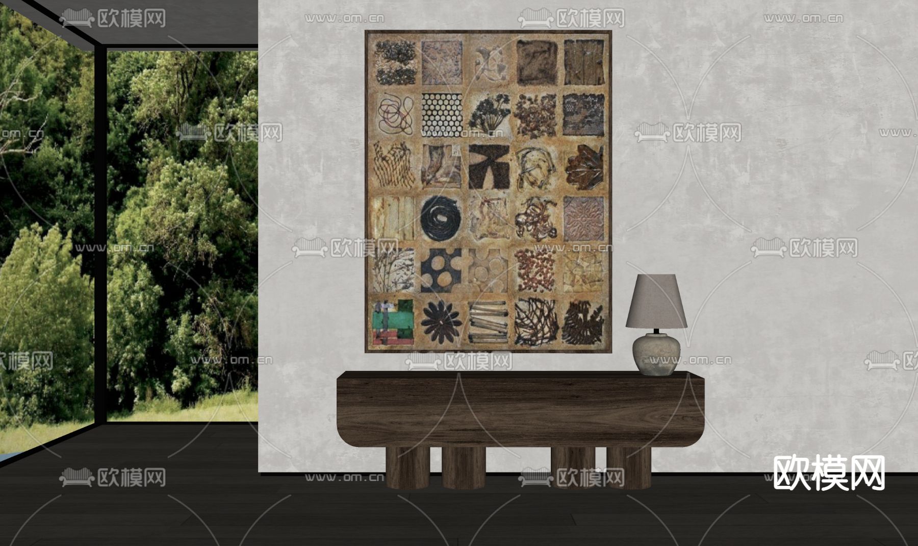 现代装饰画 抽象画 挂画su模型