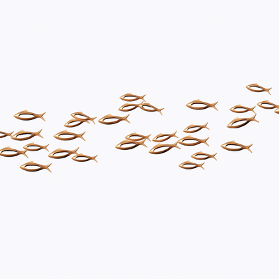 鱼群游鱼挂件 墙饰su模型