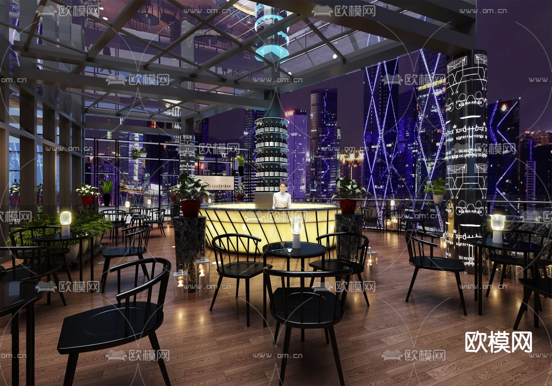 工业风酒吧su模型下载（渲染图2）