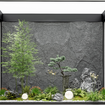  绿植堆小品 松树小品su模型 