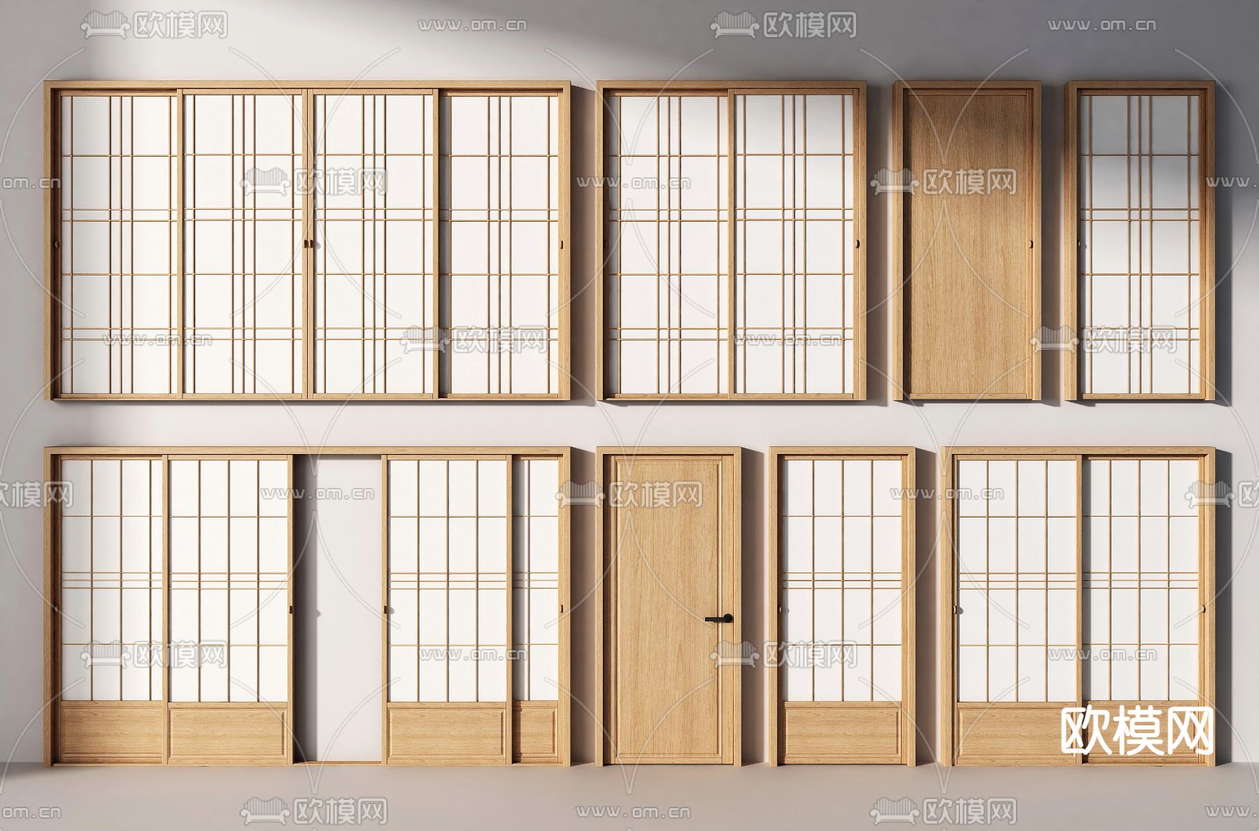 日式推拉门 格子门 格栅门su模型下载_ID12244241_sketchup模型下载-欧模网