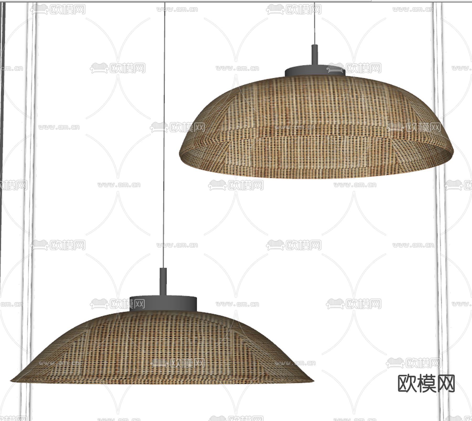 现代藤编吊灯su模型下载（渲染图2）