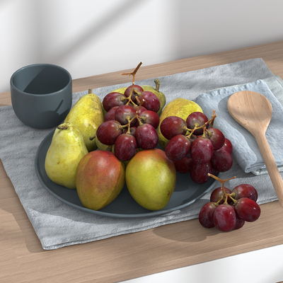  葡萄 梨 水果su模型 