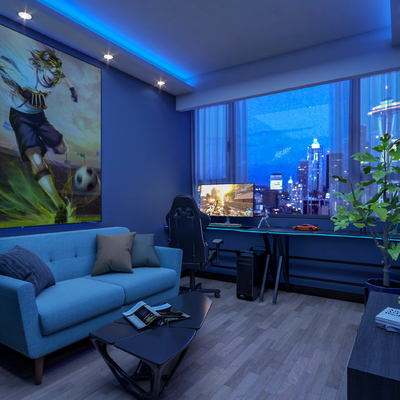  电竞房 游戏室 电玩室su模型 