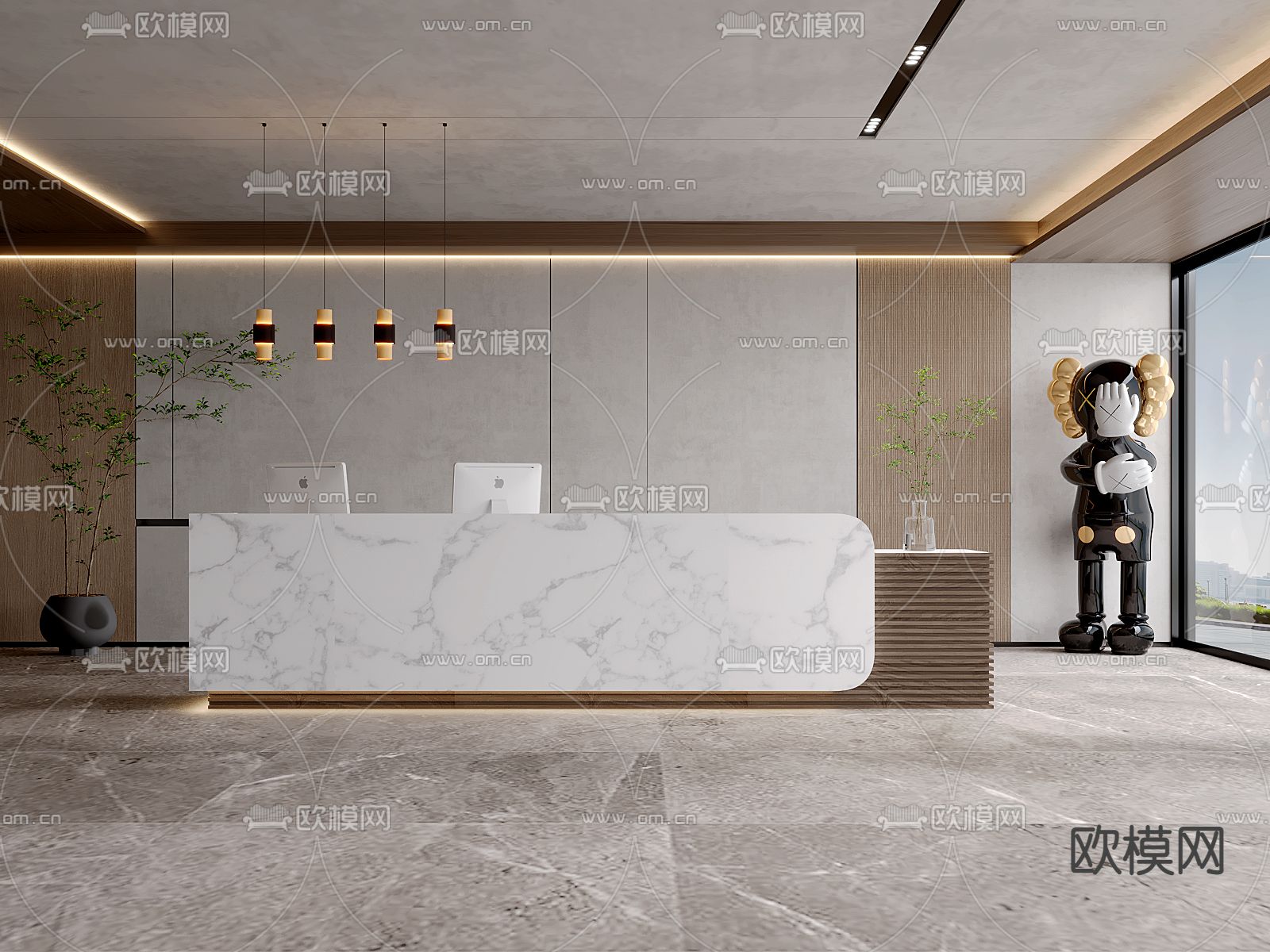 办公室前台 接待台3d模型