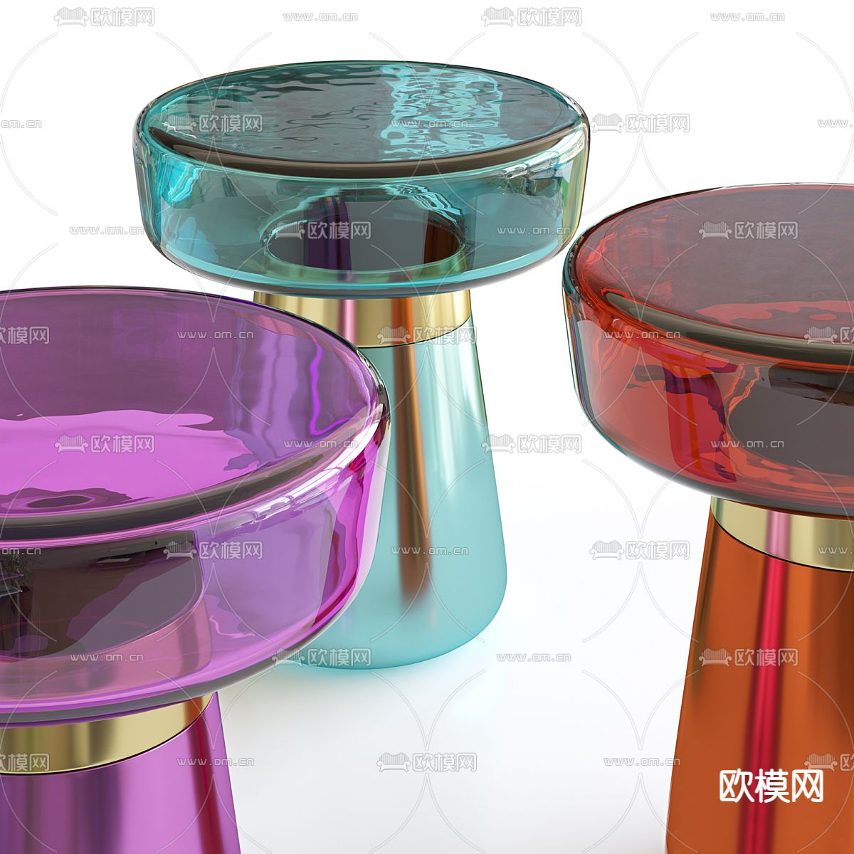 透明边几 圆几3d模型下载（渲染图1）