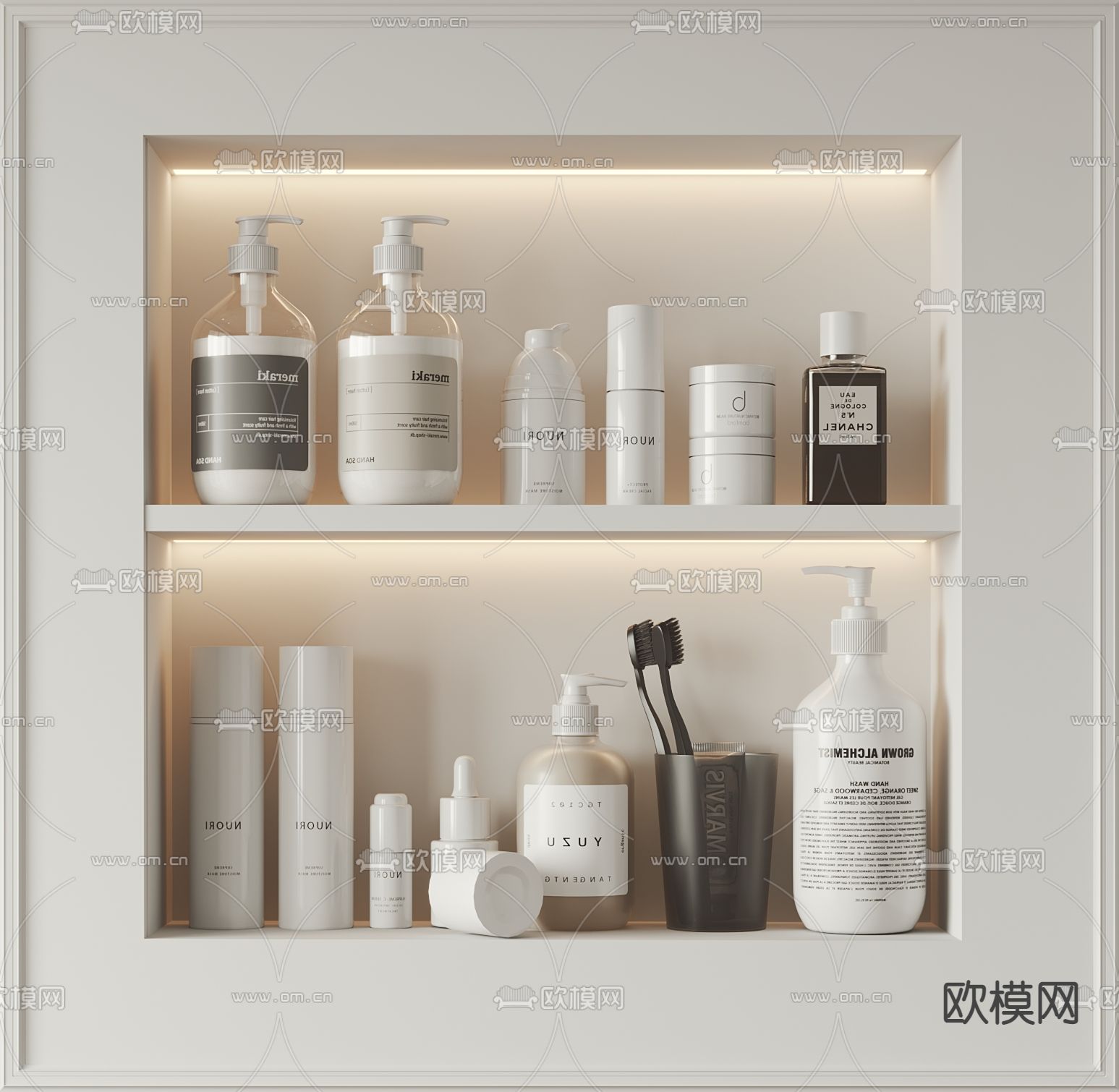 现代洗漱用品su模型下载（渲染图1）