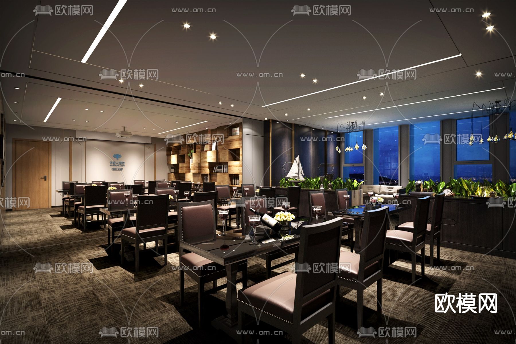 简欧西餐厅su模型