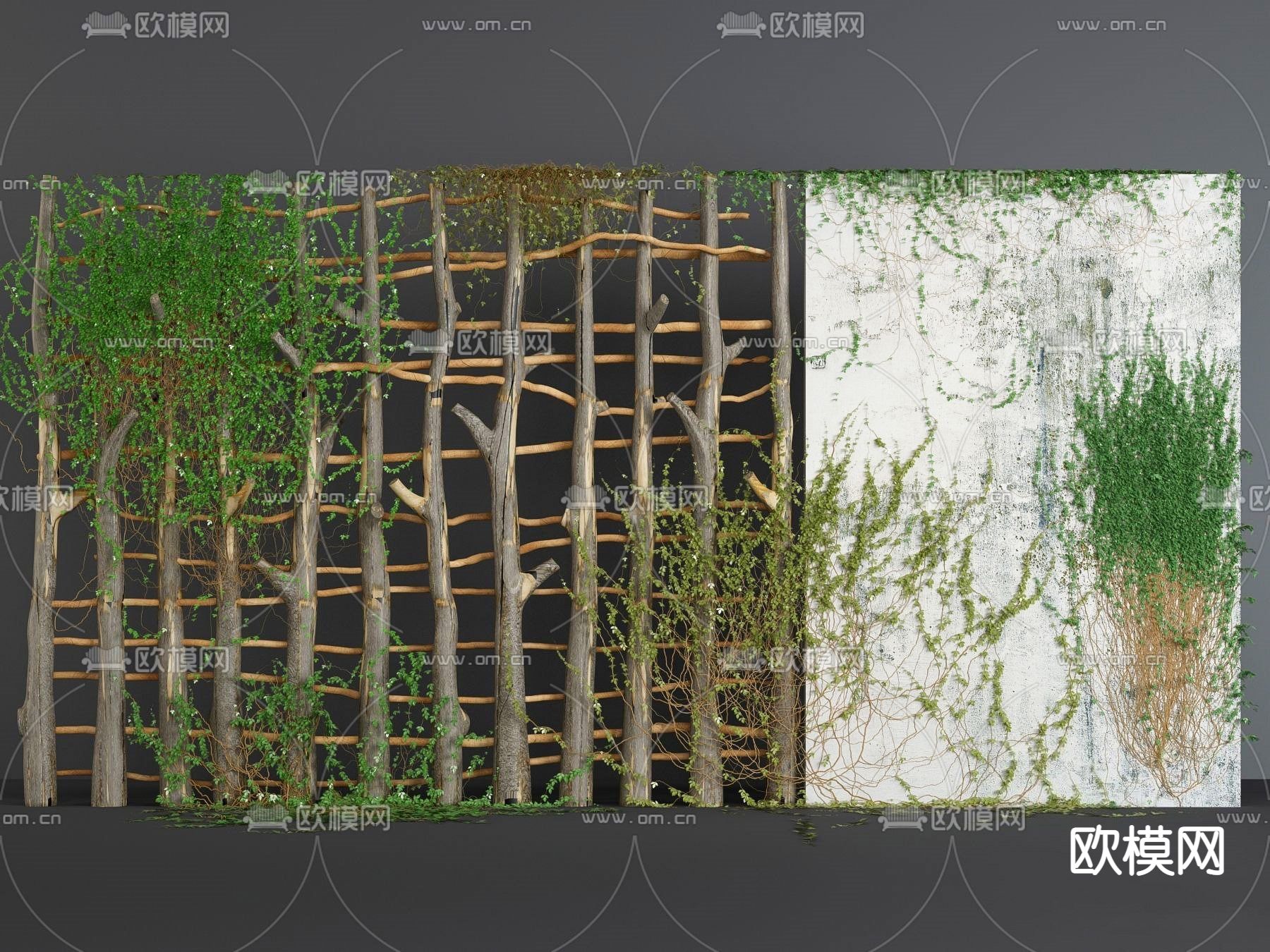 藤曼 爬山虎 绿植墙su模型下载（渲染图1）