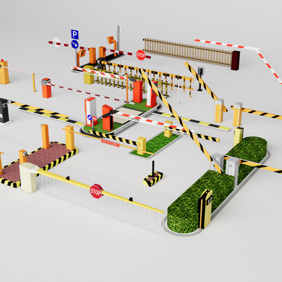  车行道闸 闸机 摆闸su模型 