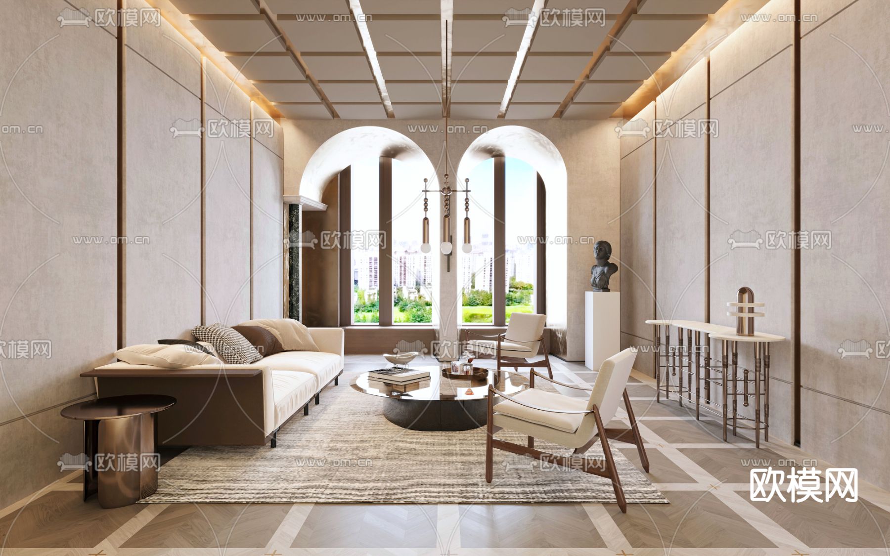 现代银行会客厅3d模型下载