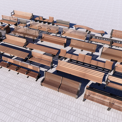  户外长椅 长凳su模型 