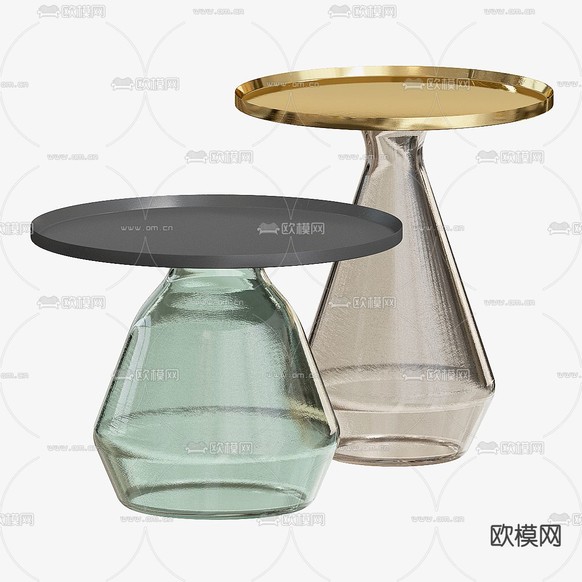 玻璃茶几 边几3d模型下载(渲染图1)