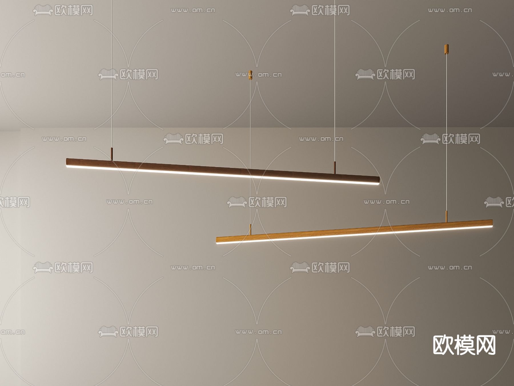 北欧长条吊灯3d模型下载_ID12247694_3dmax免费模型-欧模网