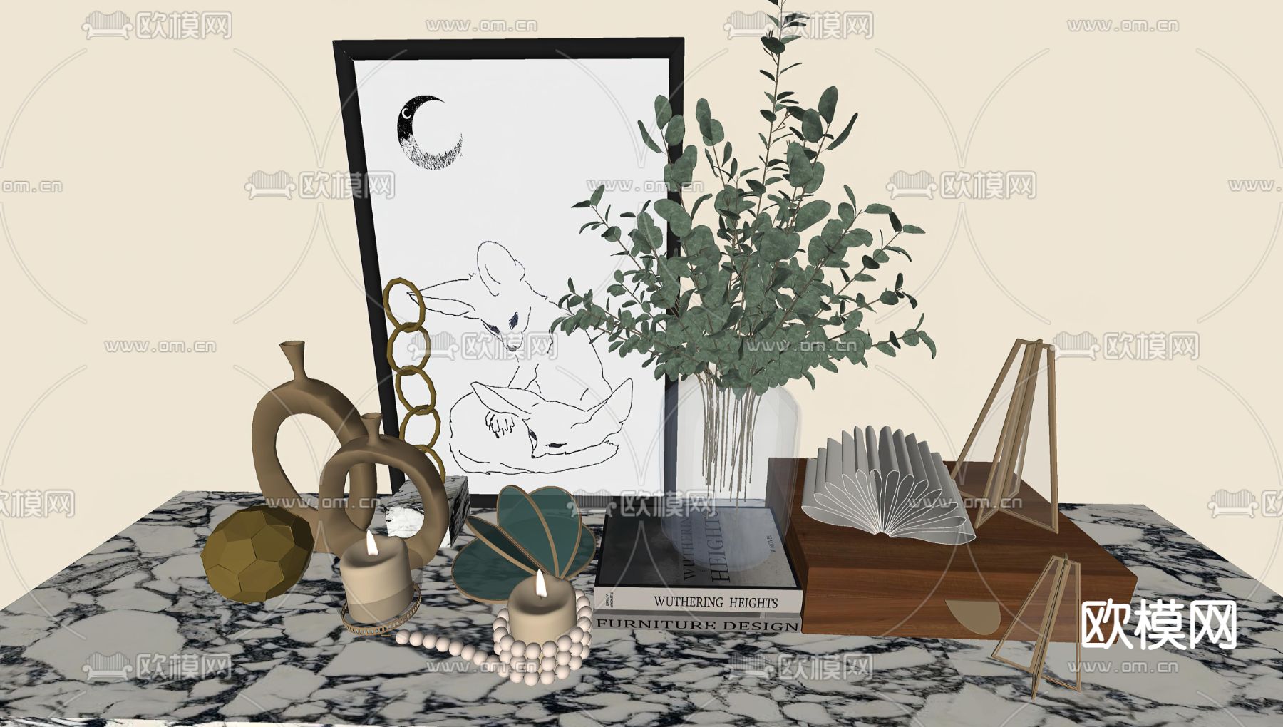 轻奢饰品摆件组合su模型下载（渲染图2）